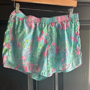 Lilly Pulitzer Aqua Pink Floral Print Women's Shorts